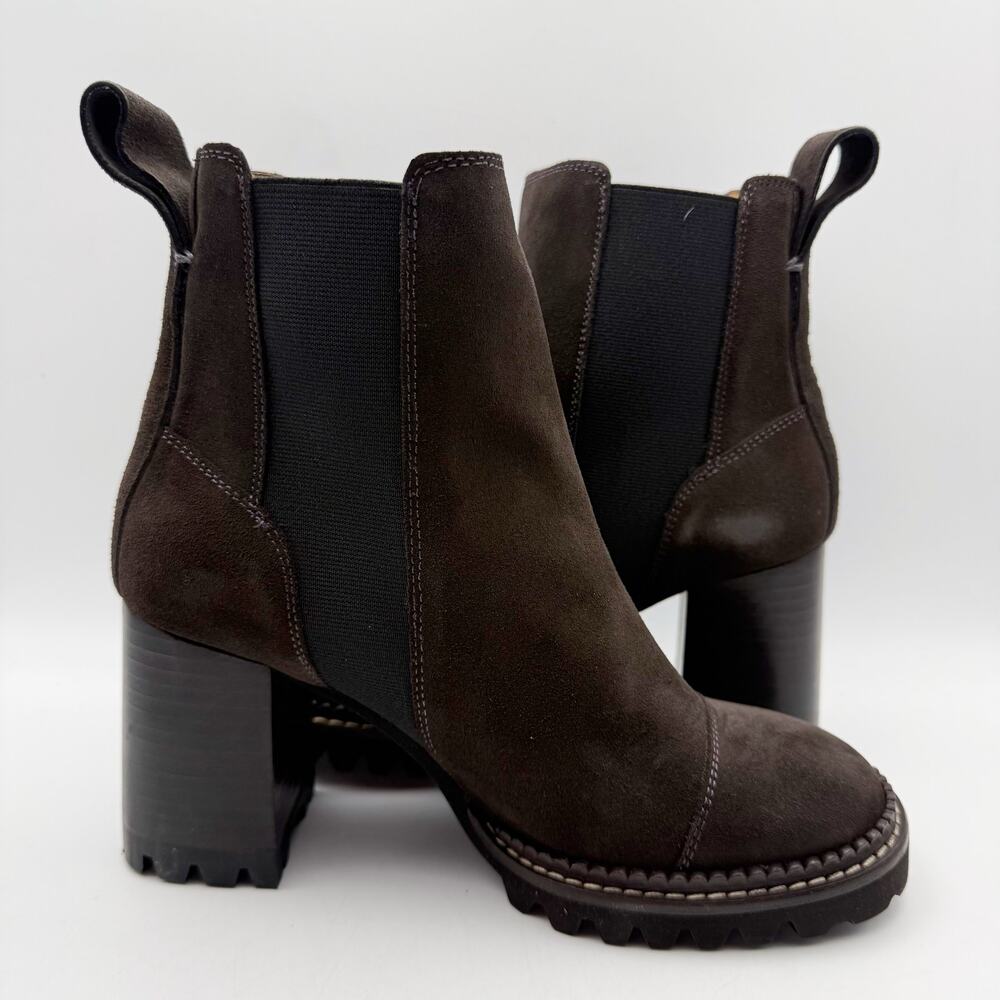 See by Chloe Womens Mallory Ankle Boot EU 37.5 US 7.5 Grey Calf Suede NIB - Picture 5 of 13